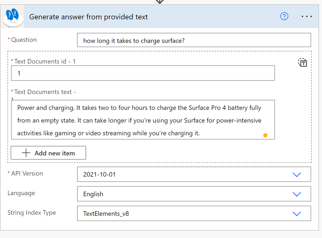 GenerateAnswerFromProvidedText Generate