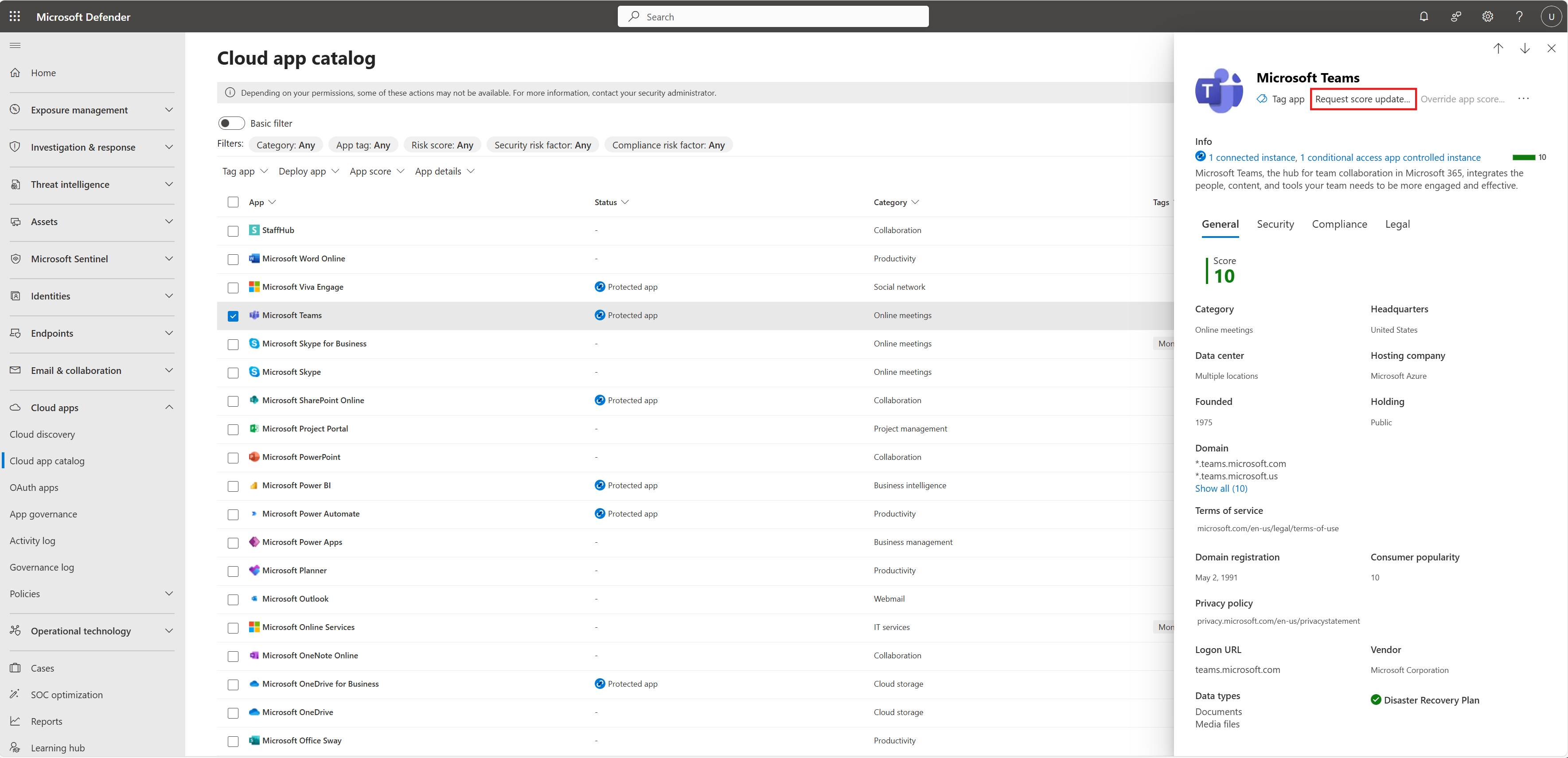 Screenshot, wie eine Aktualisierung des Risiko-Scores angefordert wird.