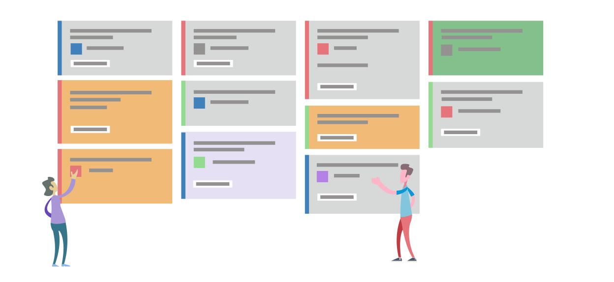 Bild, das Personen zeigt, die Kanban-Boards verwenden.