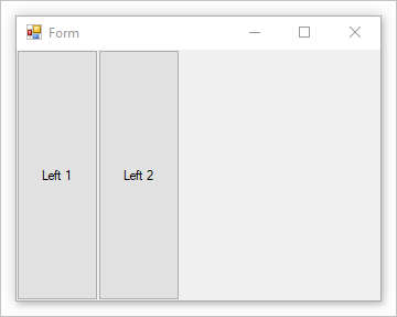 Windows-Formular mit zwei Schaltflächen links angedockt.