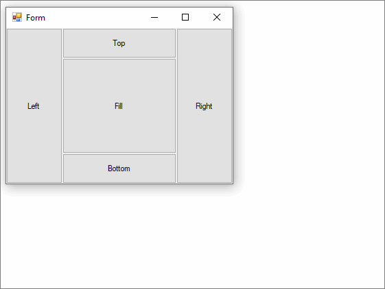 Animation, die zeigt, wie eine Windows Form mit schaltflächen, die an allen Positionen verankert sind, geändert wird.