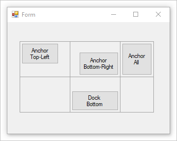 Ein Windows-Formular mit einem Tabellenlayout-Steuerelement.