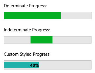 Ein typisches ProgressBar-Steuerelement mit der blauen Statusanzeige, die von links nach rechts gefüllt wird.