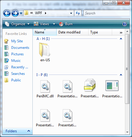 Windows Explorer-Ansicht mit zerklüftetem Layout.