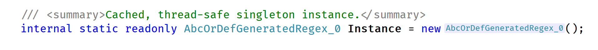 Zwischengespeichertes statisches RegEx-Feld