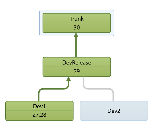 Screenshot of the version control branch structure example.