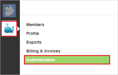 Screenshot: Walsymbol und ausgewählte Option „Authentifizierung“