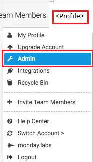 Screenshot des ausgewählten Administratorprofils.