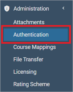 Screenshot des Menüs „Authentifizierung“.