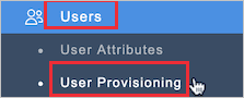 Screenshot: Workgrid-Benutzeroberfläche mit den hervorgehobenen Optionen „Users“ (Benutzer) und „User Provisioning“ (Benutzerbereitstellung)