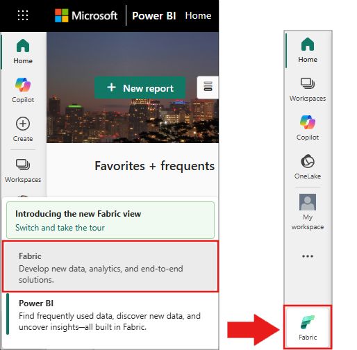 Screenshot mit der Auswahl von Fabric im Menü 