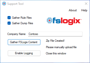 Support-Tool ist abgeschlossen