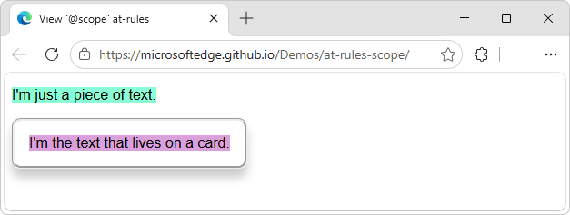 Ergebnis der HTML-& CSS für die at-scope at-rule