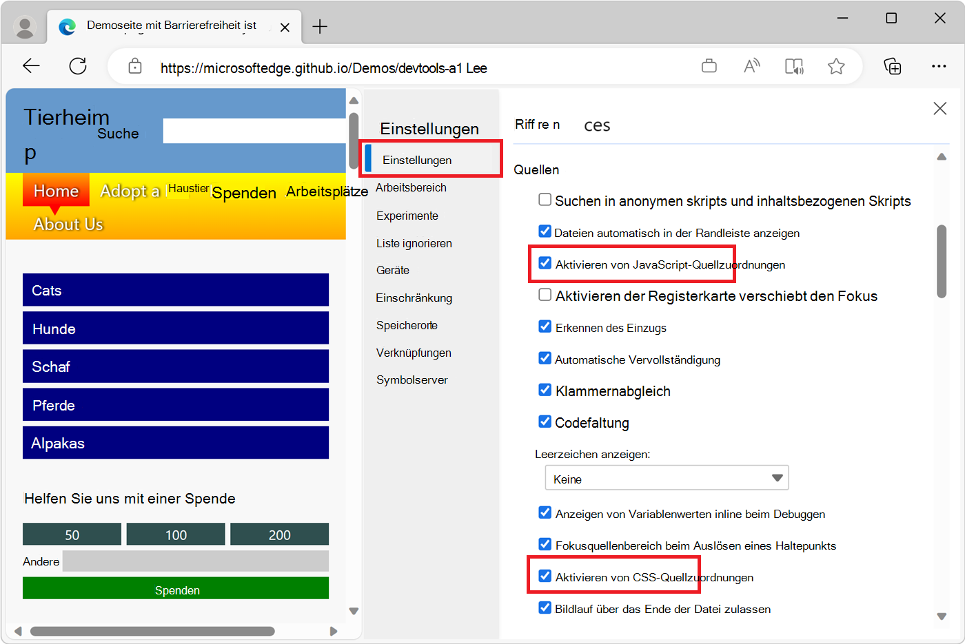 Der Konfigurationsbildschirm 