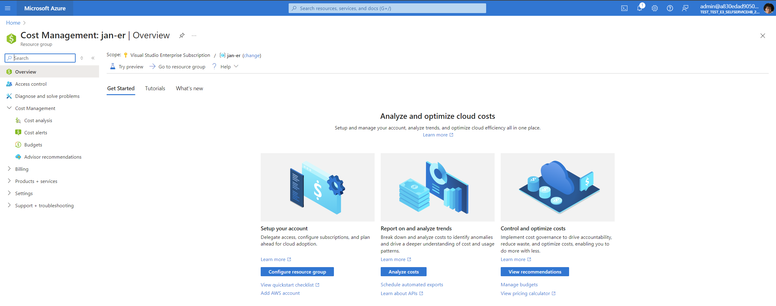 Azure-Portal mit ausgewählter Option 