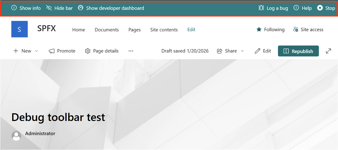 SharePoint Framework Debug Toolbar