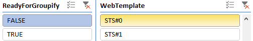 Web Template-Filter auf STS#1 – nicht bereit