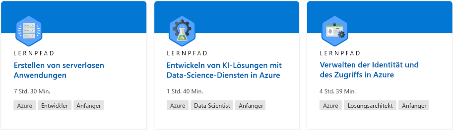 Screenshot eines Lernpfads von der Microsoft Learn-Website