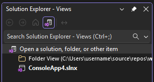 Screenshot der Ordneransicht im Projektmappen-Explorer in Visual Studio.