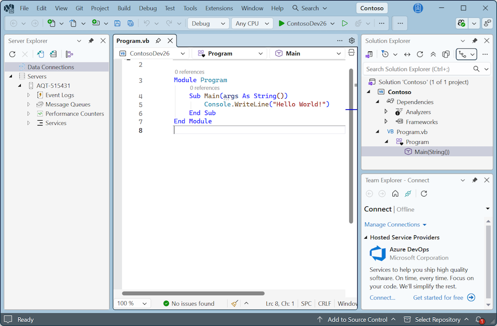 Screenshot mit Visual Studio im Design 
