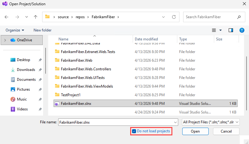 Screenshot des Dialogfelds von Visual Studio 