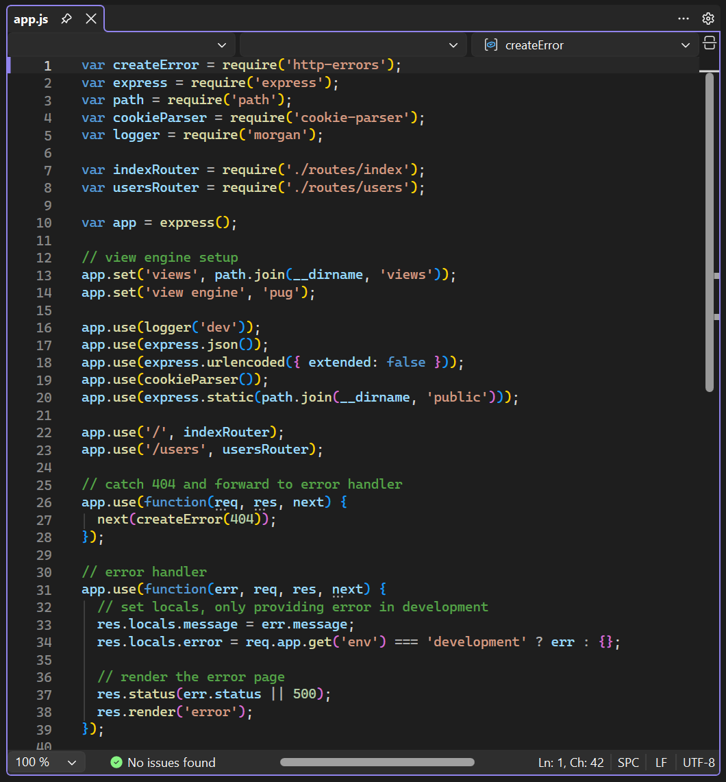 Screenshot der im Editor in Visual Studio geöffneten Anwendungsdatei.