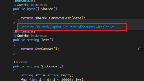 Screenshot der Optimierung mit Copilot.