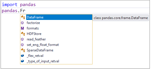 Python-Fertigstellungen für das Pandas-Paket