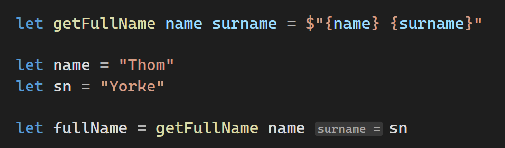Verbesserte Hinweise zu Parameternamen