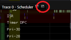 Screenshot des Media eXperience Analyzer (MXA) mit der Optionsschaltfläche für Symbole