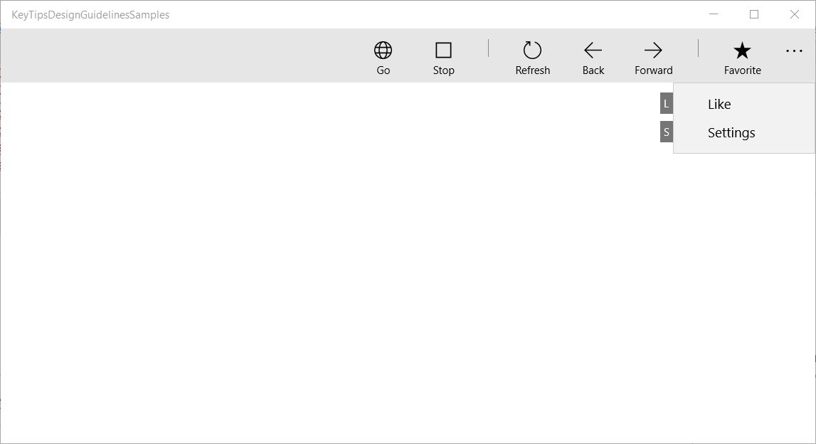 Sekundäre Zugriffstasten für die CommandBar