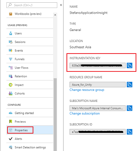 Screenshot: Dienstfunktionen, hervorgehobene Eigenschaften im Abschnitt 