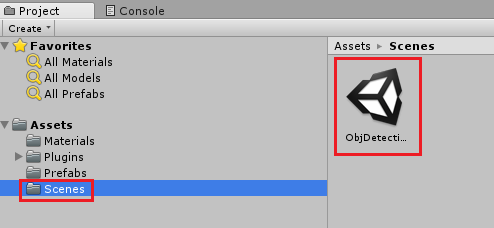 Screenshot: ObjDetectionScene im Ordner 