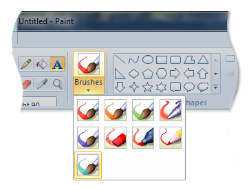 Screenshot mit Kategorien in einem Menübandkatalog.