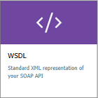 Screenshot shows the WSDL tile for importing your SOAP API.