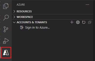 Screenshot that shows how to sign in to Azure in VS Code.