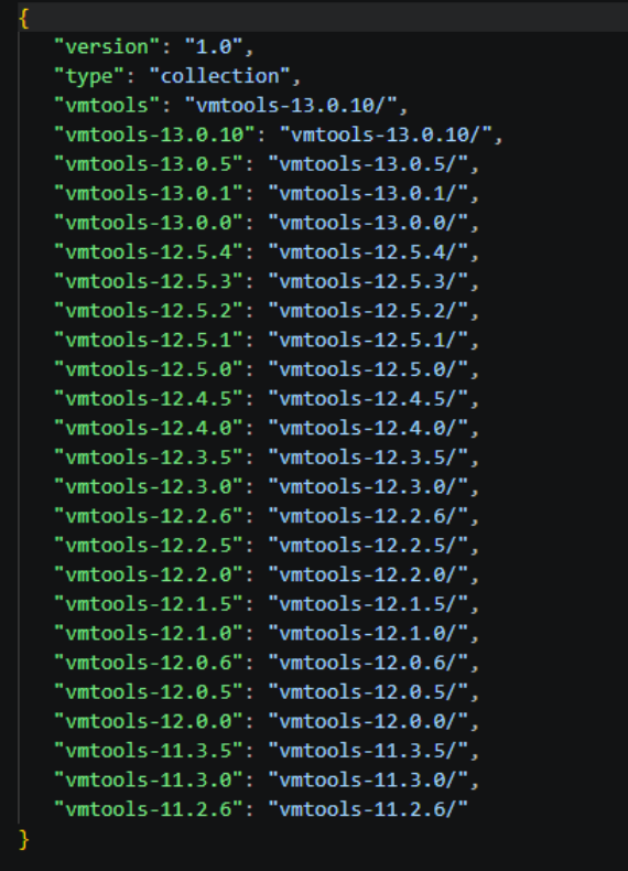 Screenshot of the top-level metadata.json file in the windows64 directory.