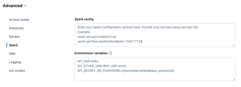 Spark configuration