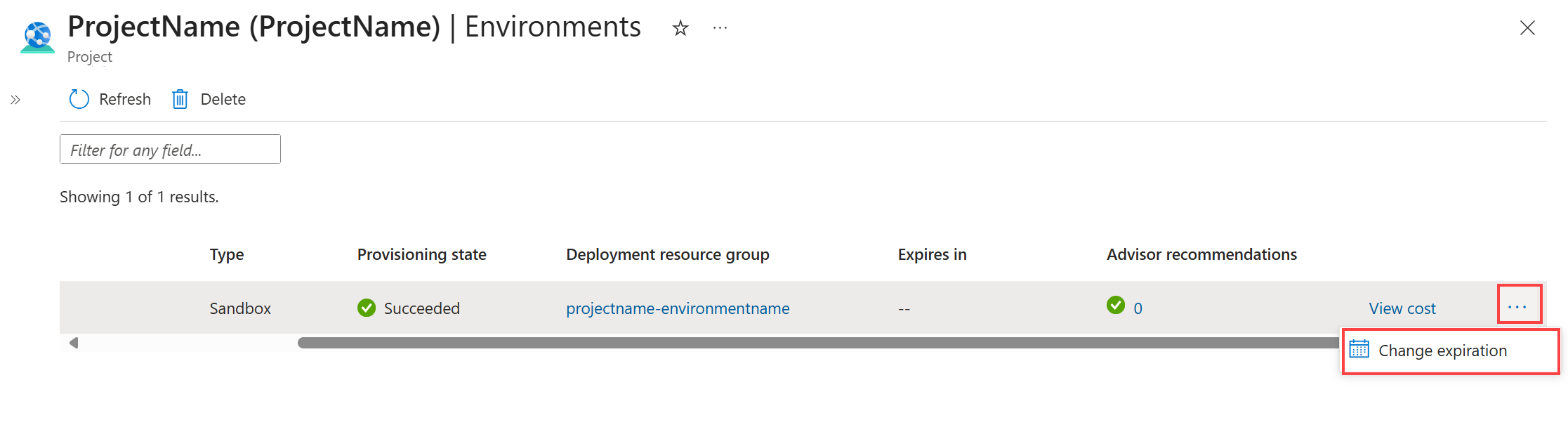 Screenshot showing the initial steps for changing an expiration.