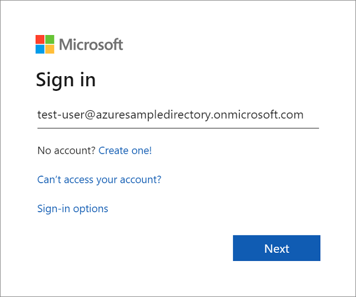 Screenshot of the Microsoft Entra sign-in page for the Spring web app.