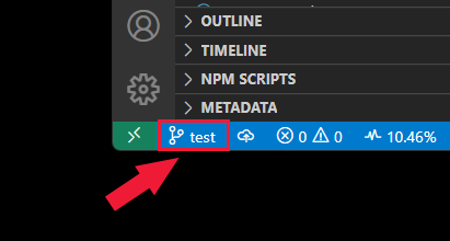 Screenshot of the branch name visible in the status bar.