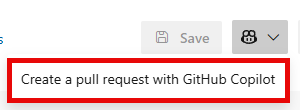 Screenshot showing selected GitHub menu dropdown and option to Start a GitHub pull request.