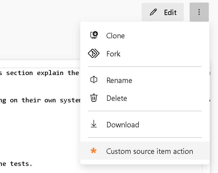 Screenshot of the source item combined menu.