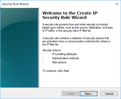 Screenshot of creating a new security rule.