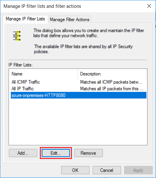 Screenshot of the IP filter list with HTTP traffic.