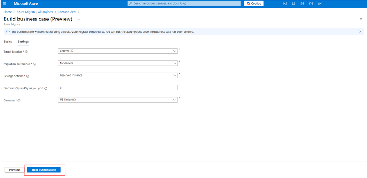 Screenshot that shows how to review and build a business case.
