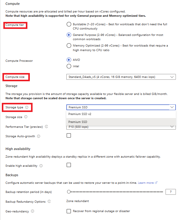 Scaling storage for an Azure Database for PostgreSQL flexible server.