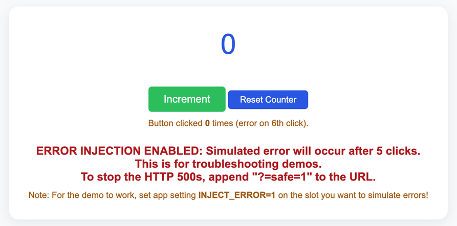 Screenshot of the .NET sample in the broken slot.