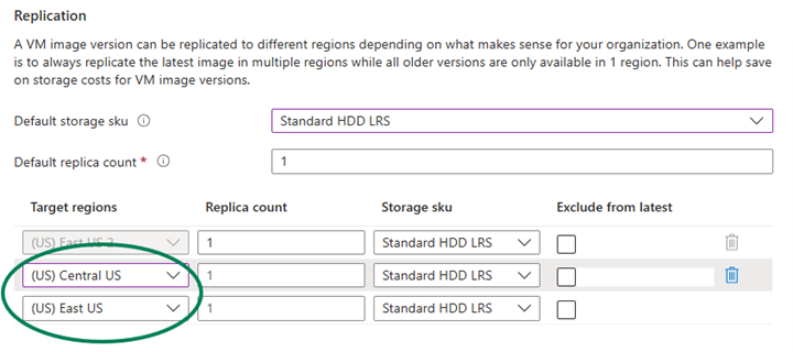 Screenshot of the replication section.
