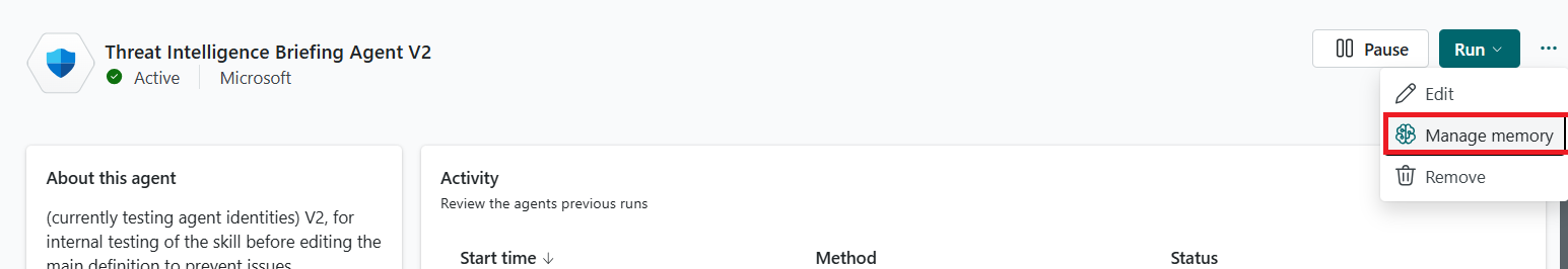 Manage agent memory